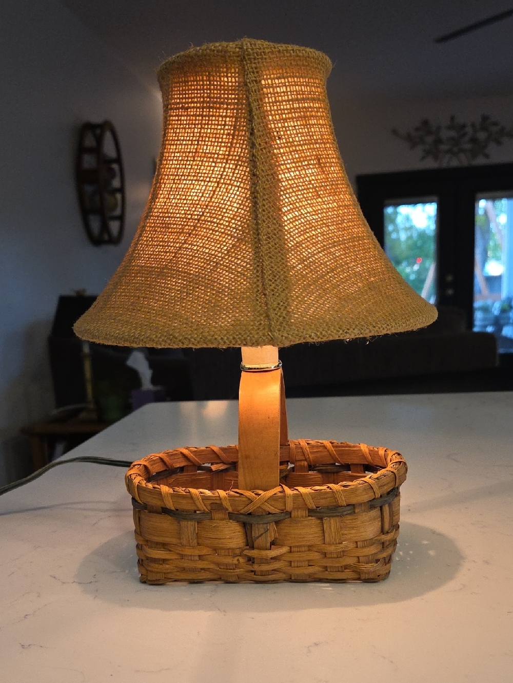 Vintage Oak Splint Basket Night Light/lamp. Homemade